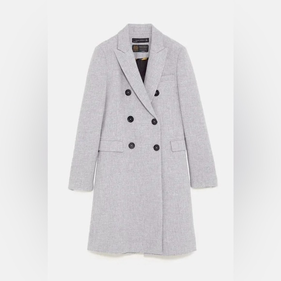 Zara Jackets & Blazers - Zara Manteco Wool Double Breasted Gray Coat